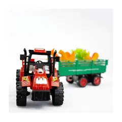 Tractor cu remorcă și 4 figurine pasăre jucărie agricolă pentru copii