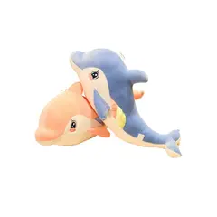 Delfin de Pluș Extra-Moale, Design Realist, Material Premium Catifelat, Lungime 45 cm, Albastru/Argintiu