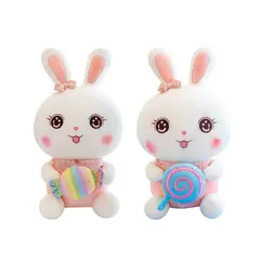 Jucărie de Pluș Iepuraș cu Urechi Lungi, Textură Catifelată, Material Hipoalergenic, Înălțime 30 cm, Alb/Bej