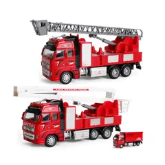 Set 2 Mașini de Pompieri Fire Rescue Team, Scara 1:24, Caroserie din Metal (Die-Cast), Detalii Realiste, Lungime 20 cm per vehicul