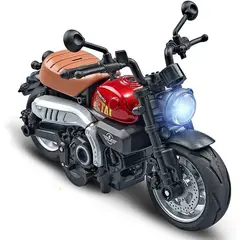 Motocicletă Clasică din Metal (Die-Cast), Scara 1:12, Efecte Sonore și Luminoase, Mecanism Pull-Back, Lungime 18 cm