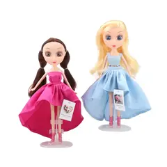 Set Păpușă Princess 3D Big Eyes cu Rochie de Seară și Suport