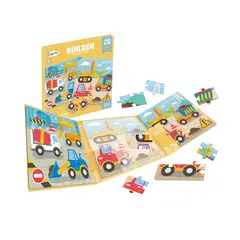 Puzzle Magnetic Educativ sub Formă de Carte, Joc Creativ de Construcție, Mix Modele (Animale, Vehicule, Personaje), Dimensiuni 26 x 19 cm