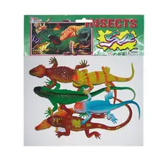 Set 6 Figurine Șopârle de Jucărie, Modele Exotice Diverse, Detalii Realiste, Material Flexibil, Lungime 12-15 cm, Multicolor
