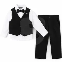 Costum elegant băiat negru 4 piese 5–8 ani set complet