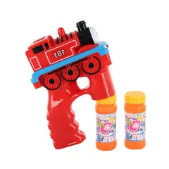 Pistol pentru baloane de săpun cu LED, formă locomotivă, jucărie pentru exterior