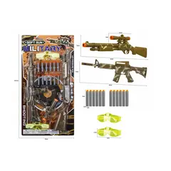 Set Militar de Jucărie „Soft Gun Combat”, Include 2 Puști cu Proiectile din Spumă Moale, Accesorii de Antrenament, Multicolor