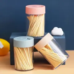 Set 150 Scobitori din Bambus în Recipient cu Dozator, Rezistente și Ecologice