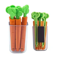 Set 5 Cleme pentru Etanșare Pungi, Model Morcov, Portocaliu/Verde, cu Suport Magnetic