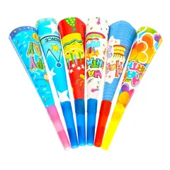 Set 6 trompete de petrecere din hârtie colorată pentru copii