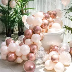 Set Arcadă Baloane Aniversare Roz Metalic – 32 Piese