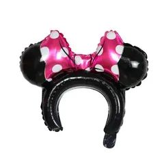 Balon din Folie Tip Bentiță pentru Cap, Model Urechi de Șoarece, Negru Simplu, 31 x 31 cm