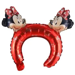 Balon din Folie Tip Bentiță pentru Cap, Model Minnie Mouse și Urechi cu Fundiță, 31 x 31 cm