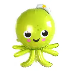 Balon din Folie de Aluminiu Tip Figurină, Model Caracatiță Verde, 81 x 53 cm