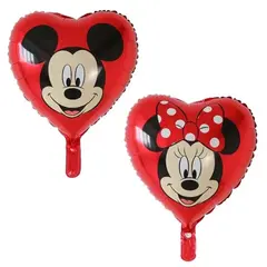 Set Baloane din Folie de Aluminiu Tip Inimă, Mickey și Minnie Mouse, 45 x 45 cm
