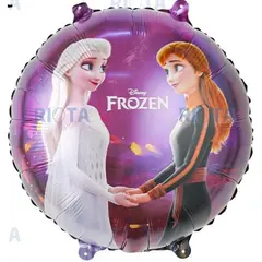 Balon din Folie de Aluminiu Rotund Frozen II, Elsa și Anna în Pădurea Magică, 45 x 45 cm