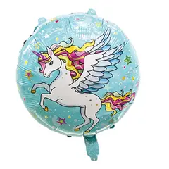 Balon din Folie de Aluminiu Rotund, Design Pegasus și Stele, 45 x 45 cm