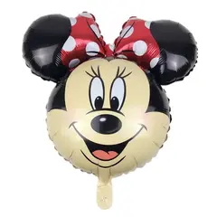 Balon din Folie de Aluminiu Figurină Cap Minnie Mouse cu Fundiță Roșie, Decor Aniversar, 64 x 60 cm