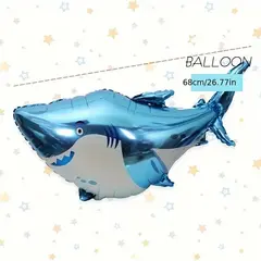 Balon din Folie de Aluminiu Figurină Rechin Albastru, Decor Petrecere Tematică Marină, 68 cm