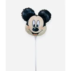 Balon din Folie de Aluminiu cu Băț Inclus, Model Cap Mickey Mouse, 35 x 25 cm