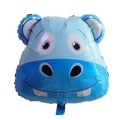 Balon din Folie de Aluminiu Figurină Hipopotam Vesel, Decor Petreceri Tematice, 53 x 48 cm