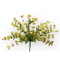 Buchet Floral Artificial cu 12 Capete, Frunziș Verde-Auriu Decorativ, Înălțime 35 cm