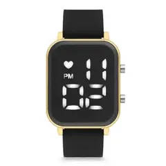 Ceas de Mână Unisex, Display Digital LED și Curea Silicon – Negru