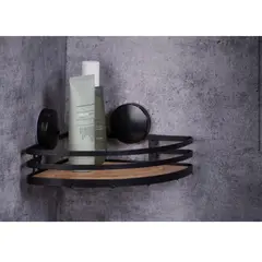 Etajeră de Colț pentru Baie din Bambus Natural, Organizator cu 2 Niveluri, 27 x 21 x 11 cm