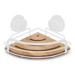 Etajeră de Colț pentru Baie din Bambus Natural, Organizator cu 2 Niveluri, 27 x 21 x 11 cm