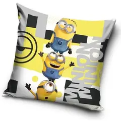 Față de Pernă Decorativă Minions, Imprimeu Tematic Galben, Dimensiuni 40 x 40 cm, Material Moale