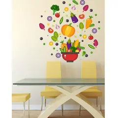 Set Stickere Decorative pentru Perete sau Bucătărie, Model Fructe cu Efect 3D, Dimensiuni 40 x 30 cm