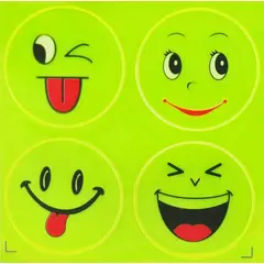 Sticker Autoadeziv Reflectorizant Model Smiley Face, Vizibilitate Ridicată, Dimensiuni 11.5 x 11.5 cm