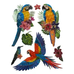 Stickere Decorative de Perete cu Papagali, Efect Vizual 3D, Dimensiuni 40 x 30 cm, Diverse Modele Exotice