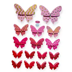 Stickere Decorative pentru Perete, Model Fluturi Multicolor, Dimensiuni Folie 21 x 15 cm