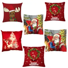 Față de Pernă Decorativă de Crăciun, Catifea Premium, Textură Moale, Model Festiv, 45 x 45 cm