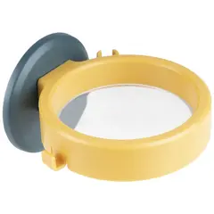 Suport uscător de păr cu montare autoadezivă, design circular, culoare galben-gri, 9.5 x 11 x 7.5 cm