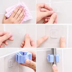 Suport autoadeziv multifuncțional pentru mături și ustensile, 6 x 6 x 5 cm