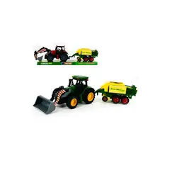 Tractor de Jucărie cu Cupă Mobilă și Presă de Balotat, Ansamblu Agricol pentru Fermă, 46 cm