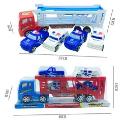 Set Transportor „Police Special Unit” – Tir cu Platformă de 40 cm și Flotă de Mașinuțe de Poliție