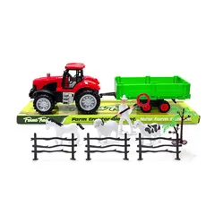 Tractor de Jucărie cu Remorcă pentru Animale Domestice, Set Fermă Interactiv cu Figurine Incluse, 28 cm