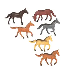 Set 6 Figurine Caii de Jucărie, Colecție de Animale de Fermă în Diverse Rase și Culori