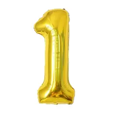 Balon din Folie de Aluminiu, Cifra 1, Culoare Auriu Metalizat, 68 x 53 cm