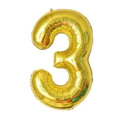Balon din Folie de Aluminiu, Cifra 3, Culoare Auriu Metalizat, 68 x 53 cm