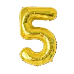 Balon din Folie de Aluminiu, Cifra 5, Culoare Auriu Metalizat, 68 x 53 cm