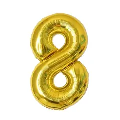 Balon din Folie de Aluminiu, Cifra 8, Culoare Auriu Metalizat, 68 x 53 cm