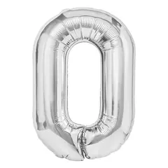 Balon din Folie de Aluminiu, Cifra 0, Culoare Argintiu Metalizat, 68 x 53 cm