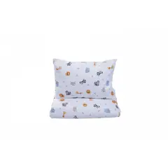 Set Complet Lenjerie 5 Piese pentru Pătuț Stivuibil – Bumbac 100%, Model Animăluțe Safari