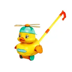 Jucărie de Împins pentru Copii, Rață Veselă cu Elice Rotativă și Mecanism Sonor, Dezvoltare Motrică