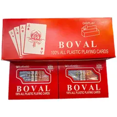 Set 12 Perechi Cărți de Joc Profesionale "BOVAL", 100% Plastic, Lavabile, Cutie Display