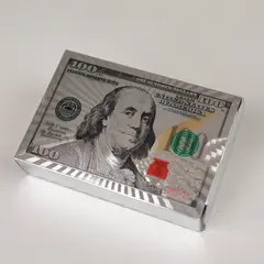 Set 10 Pachete Cărți de Joc Profesionale din Plastic, Design "100 Dollars", Rezistente la Apă și Flexibile